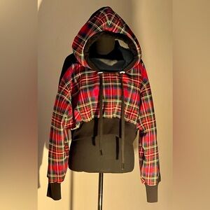 No Ka’ Oi Laucho Tartan Crop Hoodie sz S